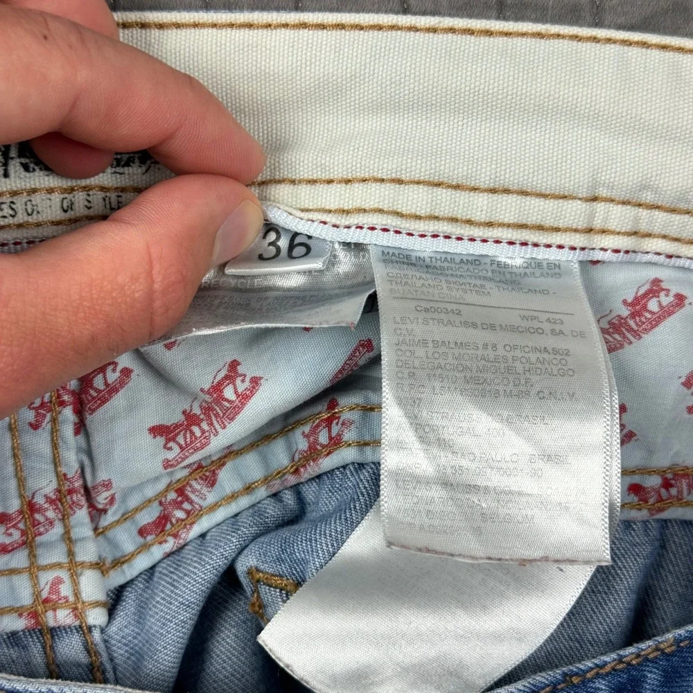 Levi's 504 Jeans Men 36 (34x29) Straight Stretch‎ Medium Wash Denim Button Fly